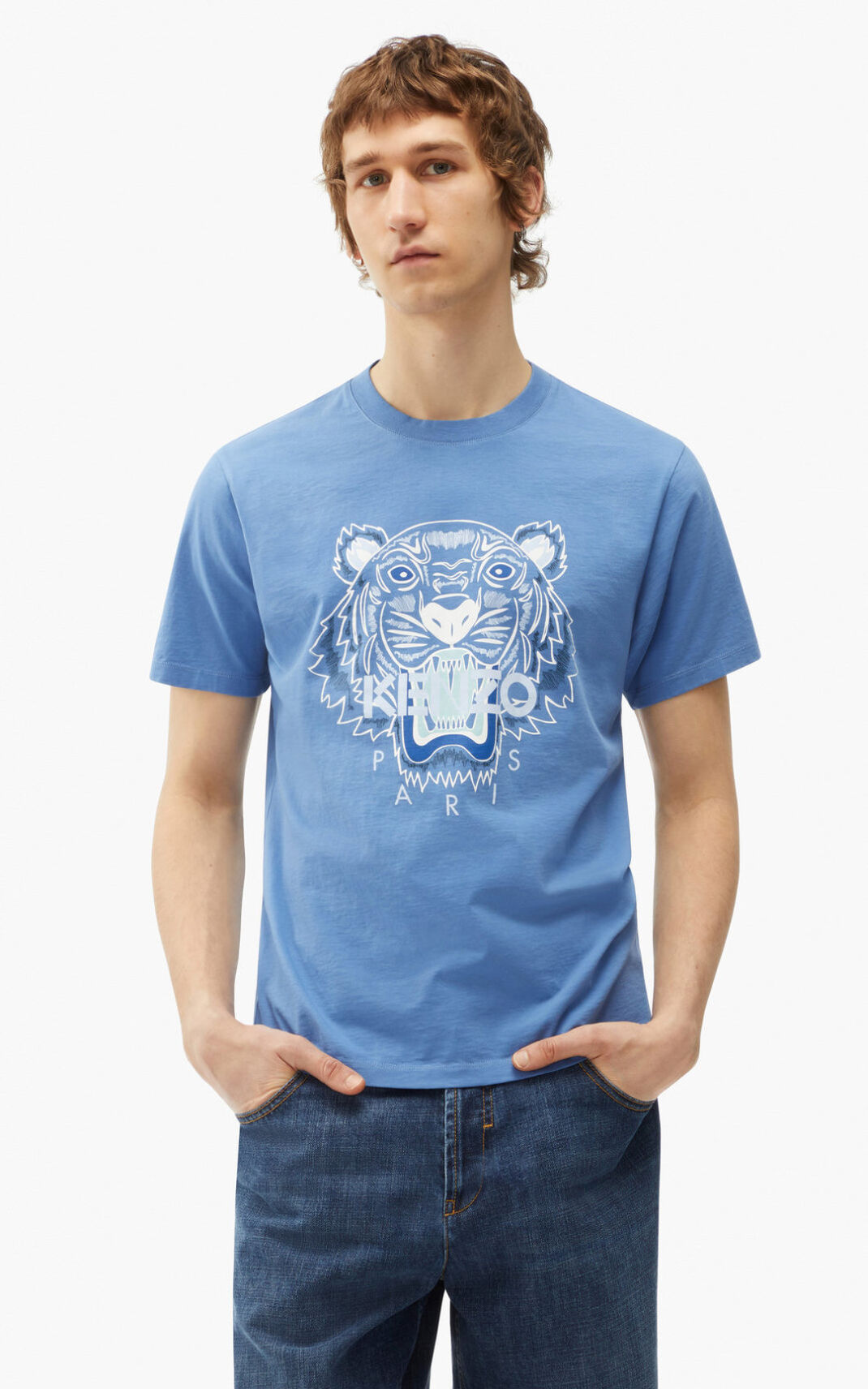 Kenzo Tiger T-shirt Heren Blauw | 92651PTSH